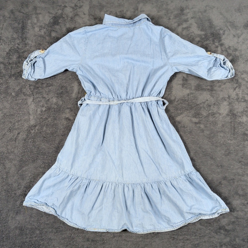 Love to be loved Girls Light Blue Denim Shirt Dress Size 16 Short Sleeve Cotton - Picture 3 of 5